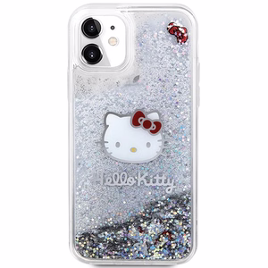 Hello Kitty skystas blizgučių žavesio katės galvos dėklas telefonui iPhone 11 / Xr - sidabrinis