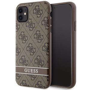 Guess GUHCN61P4SNW iPhone 11 / Xr rudas kietasis dėklas 4G Stripe
