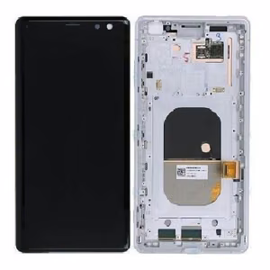 LCD ekranas Sony Xperia XZ3 H8416/H9436 su lietimo ekranu su rėmeliu baltas originalus (naudotas Grade B)