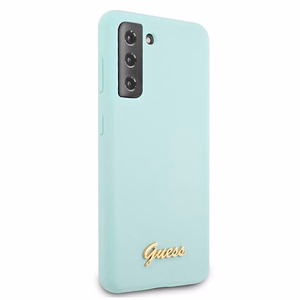 Guess GUHCS21MLSLMGLB S21+ G996 синий/синий жёсткий чехол Silicone Script Metal Logo