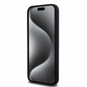DKNY Skystas silikoninis dėklas MagSafe iPhone 15 Pro Max su balto logotipo spauda - juodas (m)
