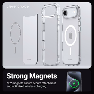 Crong Clear MAG Cover MagSafe dėklas, skirtas iPhone 17 Pro, skaidrus