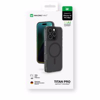 AmazingThing Titan Pro Mag dėklas su magnetiniu žiedu iPhone 16 Pro Max - juodas