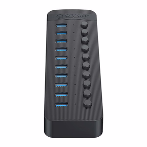 "Orico CT2U3-10AB" 10x USB-A 3.0 šakotuvas su jungikliais - juodas