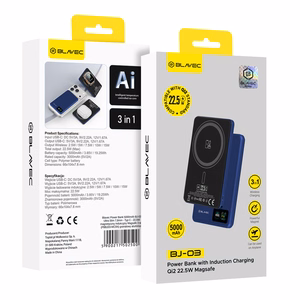 Blavec Power Bank 5000mAh BJ-03 Ultra Slim 7,8mm - Type C - 22,5W magnetic Magsafe 3 in 1 (PBBJ03-MC5N) navy aluminum