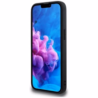 Guess PU odinis 4G spalvotas žiedas dėklas su MagSafe iPhone 16e - juodas