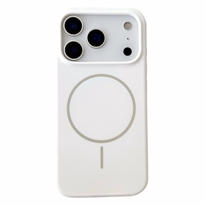 Baltas magnetinis skysto silikono dėklas iPhone 18 Pro / 17 Pro, atsparus kritimams