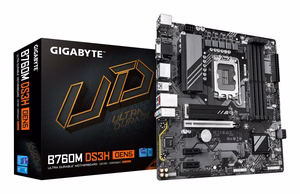 GIGABYTE B760M DS3H GEN5 pagrindinė plokštė - palaiko Intel Core 14 kartos procesorius, 6+2+1 fazių skaitmeninis VRM, iki 5600MHz DDR5, 2xPCIe 4.0 M.2, 2.5GbE LAN, USB 3.2 Gen2