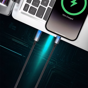 Blavec Laidas Velox pintas - Typ C na Typ C - PD 100W 5A LED display 1,2 metra Apple CarPlay/Android Auto (CVE-CC5B12) juodas