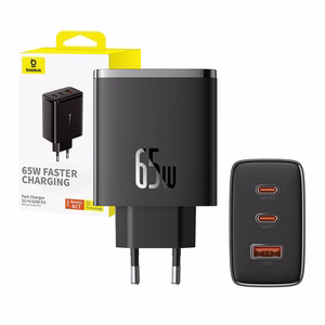 Sieninis įkroviklis "Baseus OS-Cube Pro" 2xUSB-C + USB, 65W (juodas)
