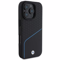 BMW Parašas Odinis Tekstūruotas ir Linija Magnetinis dėklas telefonui iPhone 16 Pro - juodas