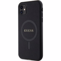 Guess GUHMN61PSAHMCK dėklas iPhone 11 / Xr - juodas Saffiano MagSafe