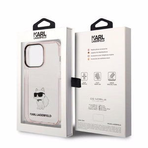 Karl Lagerfeld Ikonik Choupette dėklas telefonui iPhone 14 Pro Max - rožinis