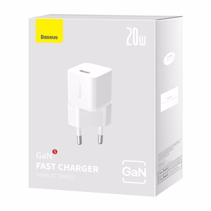 Mini sieninis įkroviklis Baseus GaN5 20W (baltas)