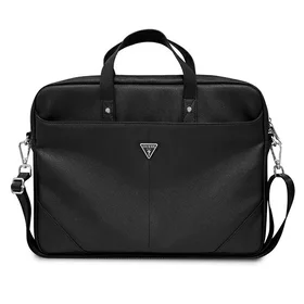 Guess Saffiano Triangle Logo krepšys 16'' nešiojamam kompiuteriui - juodas