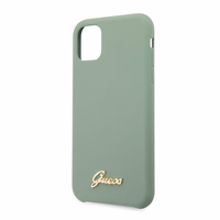 Guess GUHCN58LSLMGKA iPhone 11 Pro chaki kietas dėklas Silicone Vintage Gold Logo