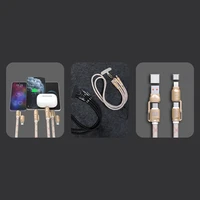 Dudao L20MAX 4in1 kabelis / dirželis USB-A / USB-C / Lightning PD QC 65W 1.5m – rožinis