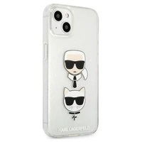 Karl Lagerfeld Glitter Karl's & Choupette Head Dėklas iPhone 13 mini - sidabrinis