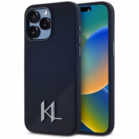Karl Lagerfeld Silikoninis Shadow Metal Initial Magnetinis dėklas telefonui iPhone 15 Pro Max juodas