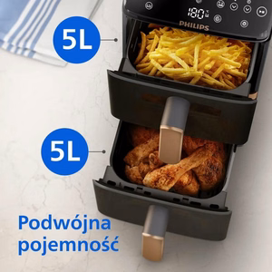 Philips Dual Basket Airfryer NA462/70 4000 Series Power 2750 W Capacity 10 L Rapid Air technology Black