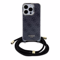 Guess Crossbody Cord 4G Print dėklas telefonui iPhone 15 Pro – juodas