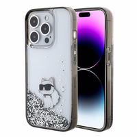 Karl Lagerfeld Liquid Glitter Choupette dėklas telefonui iPhone 15 Pro Max - skaidrus