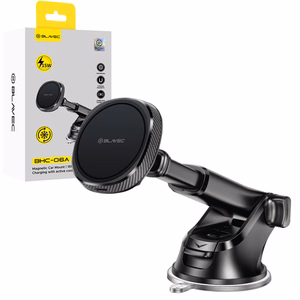 Blavec automobilinis laikiklis BHC-06A 15W magnetinis su indukciniu įkrovimu ir aktyviu aušinimu ant stiklo ir prietaisų skydelio (BHC06A-MWIB) juodas