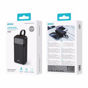 BWOO 65W power bank 30000 mAh 2x USB-A, 1 x USB-C with LCD display, black