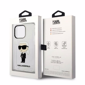 Karl Lagerfeld Ikonik Karl dėklas telefonui iPhone 14 Pro - permatomas