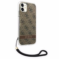 Guess GUOHCN61H4STW iPhone 11 rudas/rudas kietas dėklas 4G Print Dirželis