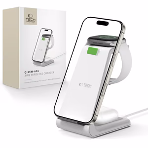 Tech-Protect QI15W-A36 3in1 įkrovimo stotelė Apple įrenginiams - balta