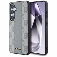 DKNY odinis languoto rašto magnetinis dėklas telefonui Samsung Galaxy S25 - rusvai pilkas