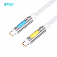 BWOO 240W Super Fast Charging Data Laidas With RGB Light baltas X325C-C