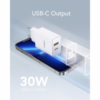 VEGER kelioninis įkroviklis USB A + Type C PD QC3.0 3A 30W VLS302U baltas