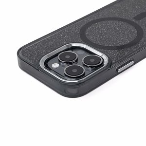 Blizgus dėklas MagSafe iPhone 16 - juodas su blizgučiais