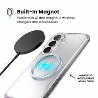 Speck Presidio Perfect-Clear Magnet - Samsung Galaxy S26 MagSafe dėklas (Clear/Clear/sidabrinis)