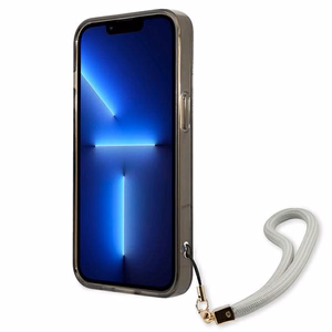 Guess GUHCP13SHTSGSK iPhone 13 mini 5.4" juodas/juodas kietasis dėklas su permatomu dizainu Stap