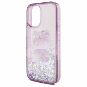 Hello Kitty Liquid Glitter 50 metų jubiliejaus vakarėlio dėklas telefonui iPhone 16 - violetinis