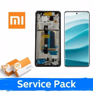 LCD ekranas suderinamas su Xiaomi Redmi Note 14 Pro+ 5G su rėmeliu / Pusnakčio juodas / (Service Pack)