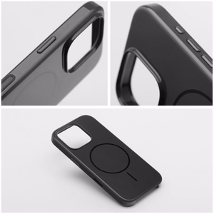Blizgus magnetinis dėklas telefonui, suderinamas su MagSafe, skirtas IPHONE 17, juodas