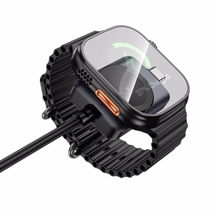 Hoco USB C to USB C cable PD100W with wireless charging for Apple Watch 1,2 m CW66 black