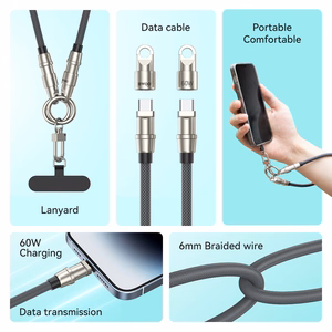 BWOO dirželis kabelis USB-C - USB-C 0.3m 60W su dirželiu
