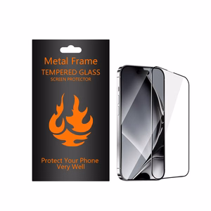 Apsauginis stiklas su metaliniu rėmeliu Xiaomi Redmi Note 14 4G / 14 5G juodas rėmelis