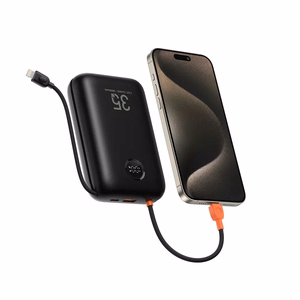 Išorinė baterija VEGER 30000 mAh su įmontuotu kabeliu Type C / Lightning PD QC3.0 35W K3 (W3018) juoda