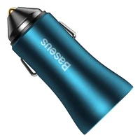 Baseus Golden Contactor Max automobilinis įkroviklis, 2x USB, 60W (mėlynas)