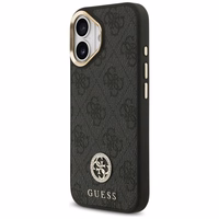Guess 4G Strass Logo & Big Strap Metal Buttons Magnetinis dėklas iPhone 17 - juodas
