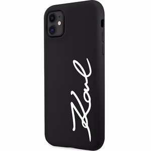 Karl Lagerfeld KLHCN61SKSVGK iPhone 11 / Xr 6.1" juodas kietas dėklas Silikoninis Parašas