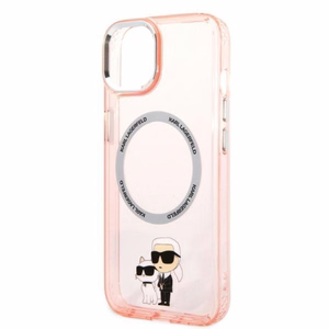 Karl Lagerfeld KLHMP14MHNKCIP iPhone 14 Plus 6.7" kietas dėklas pink/pink Iconic Karl&Choupette Magsafe