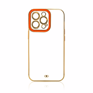 Madingas dėklas iPhone 12 Pro auksinis rėmelis gelinis dangtelis raudonas