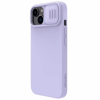 Dėklas Nillkin CamShield Silky Silicone Apple iPhone 15 Plus šviesiai violetinis